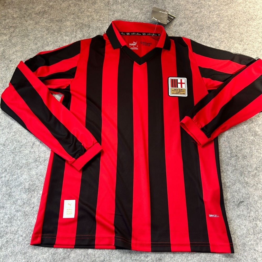 Puma A.C Milan 125th Anniversary Long-Sleeve Soccer Jersey Sz Small Replica